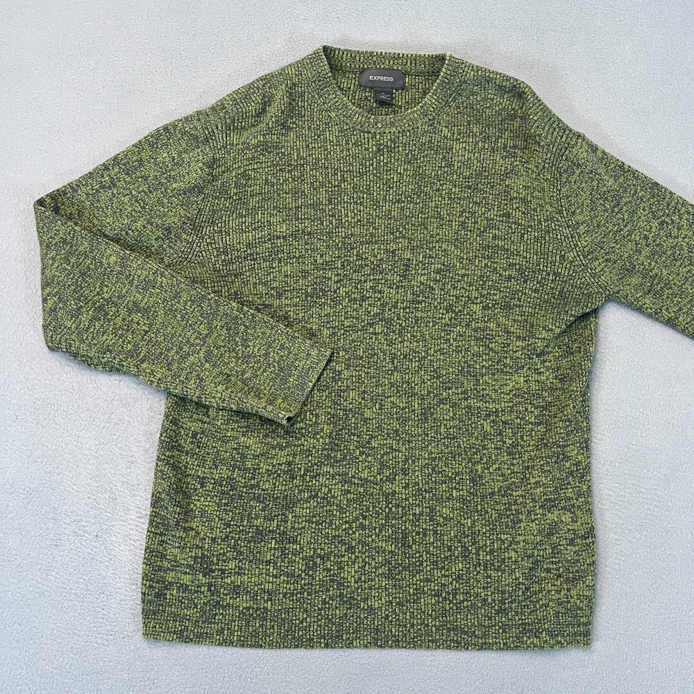 Express Men's Size XL Marled Knit Sweater Green‎ Crew Neck Cozy Pullover Holiday